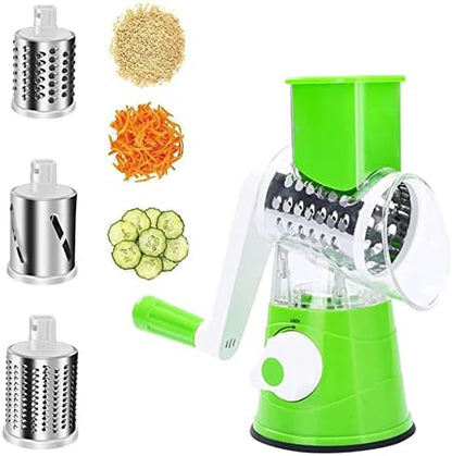 Gratina – Râpe Rotative 3 en 1 | Coupe-Légumes Multifonction avec 3 Lames en Acier Inoxydable