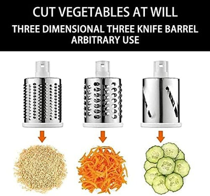Gratina – Râpe Rotative 3 en 1 | Coupe-Légumes Multifonction avec 3 Lames en Acier Inoxydable