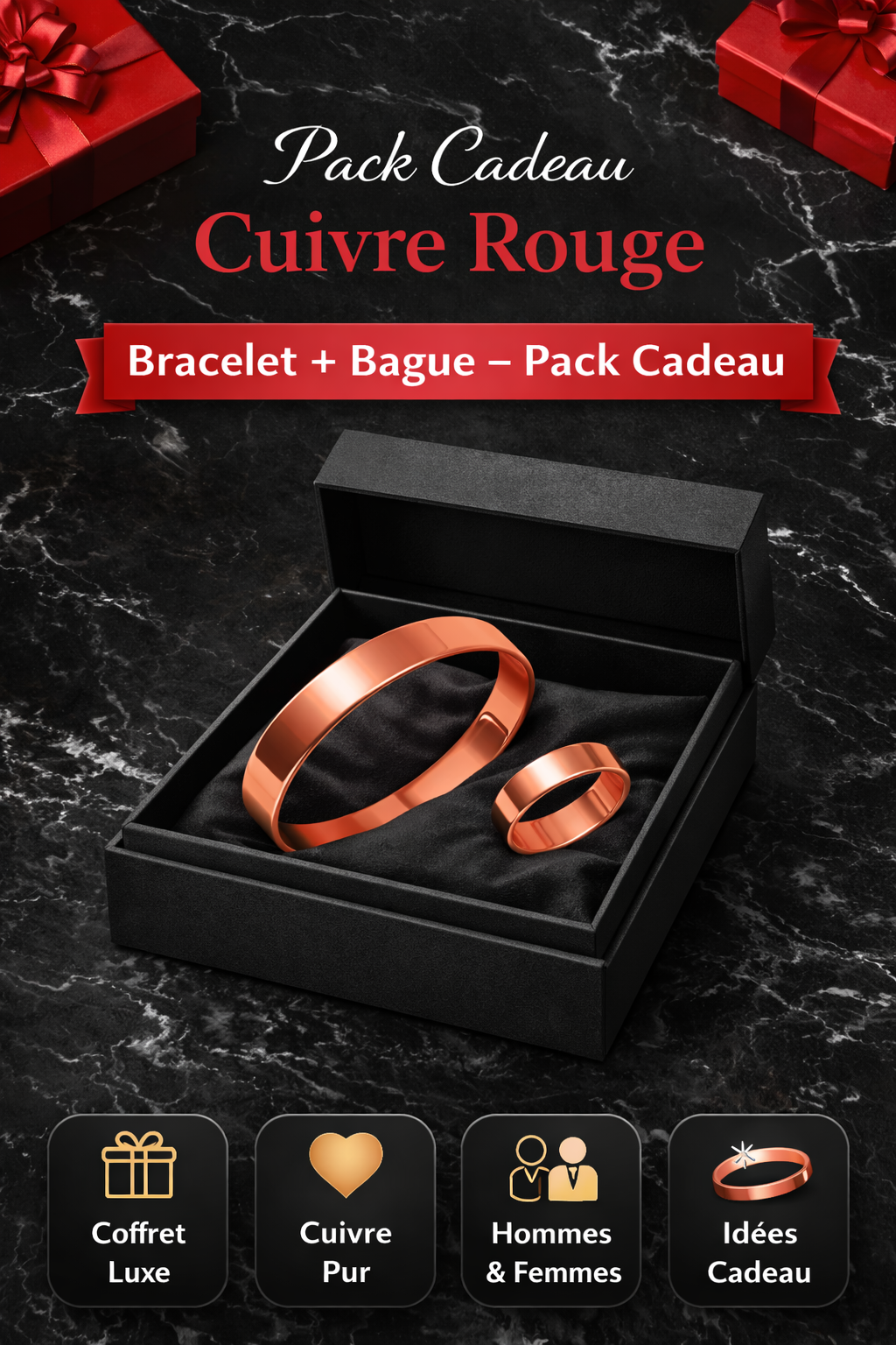 Bracelet en Cuivre Rouge – Idée Cadeau Parfaite