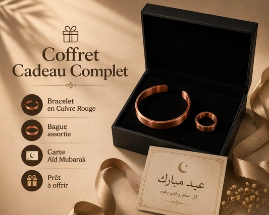Coffret Bracelet Cuivre & Bague Rouge | Idée Cadeau Parfaite pour l’Aïd